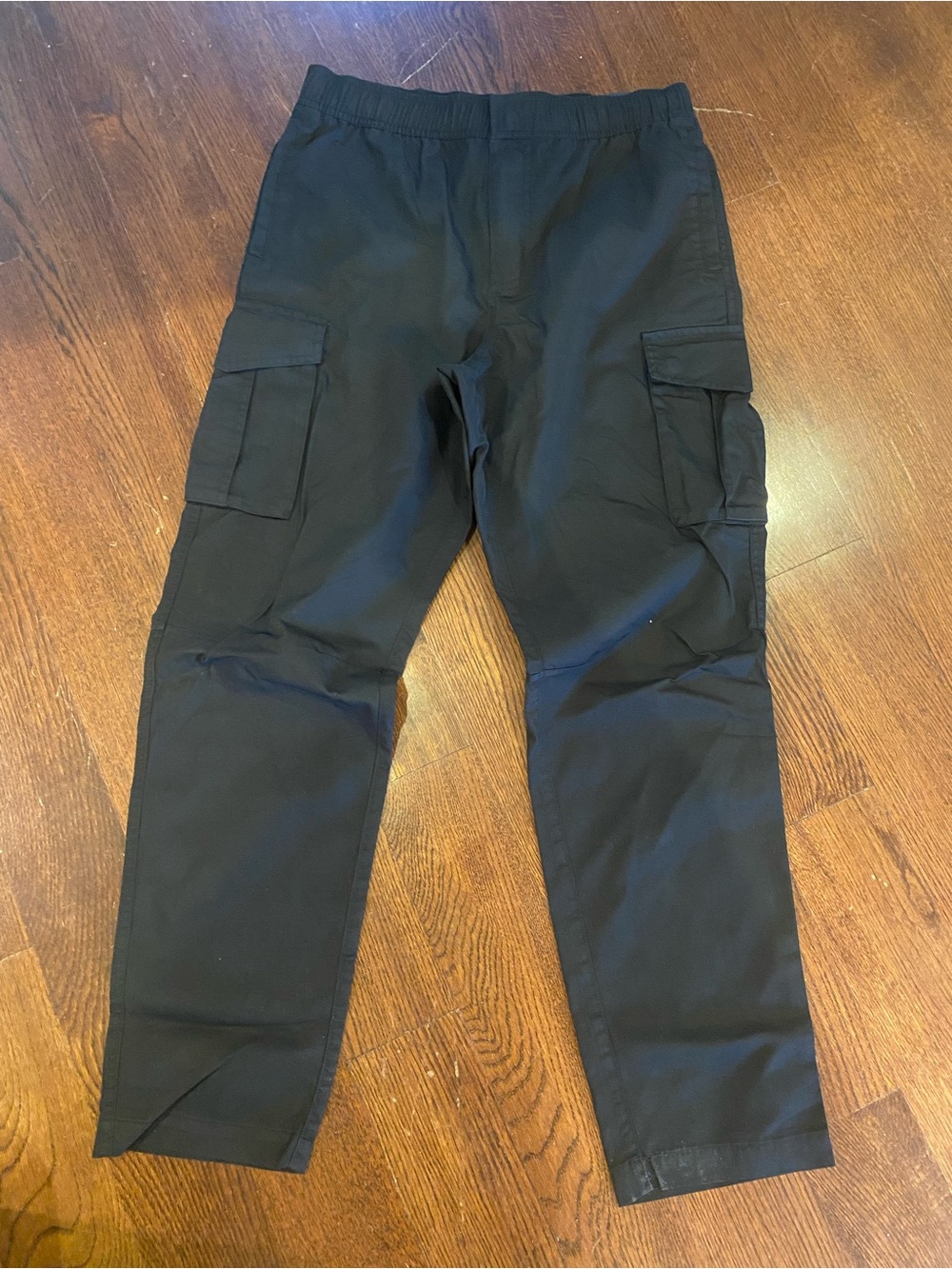 Men's Black Cargo Pants with Elastic Waistband